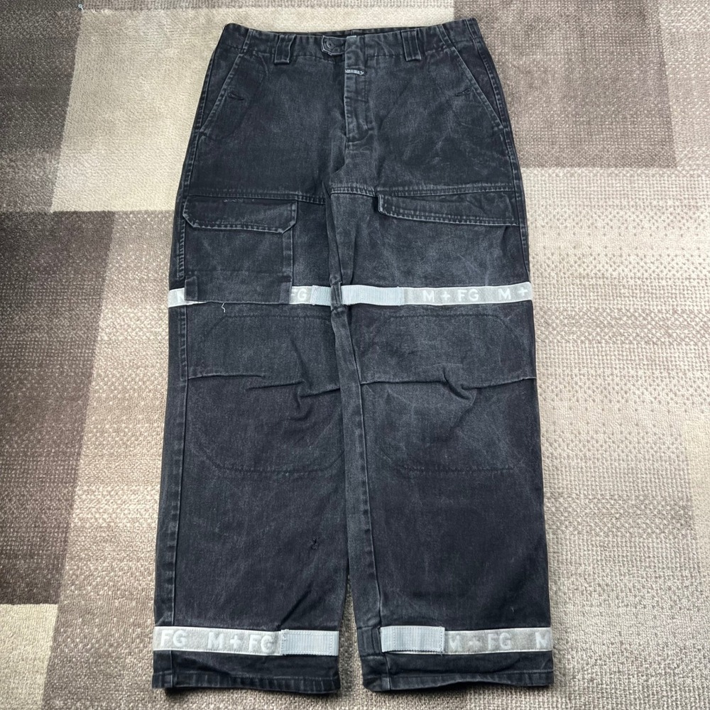 Y2K Marithe Francois Girbaud Black Shuttle Tape Pants Baggy Wide Leg Denim 36